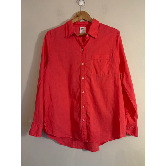 GAP Womens Linen Blend Easy Shirt Medium Coral - Picture 2 of 10